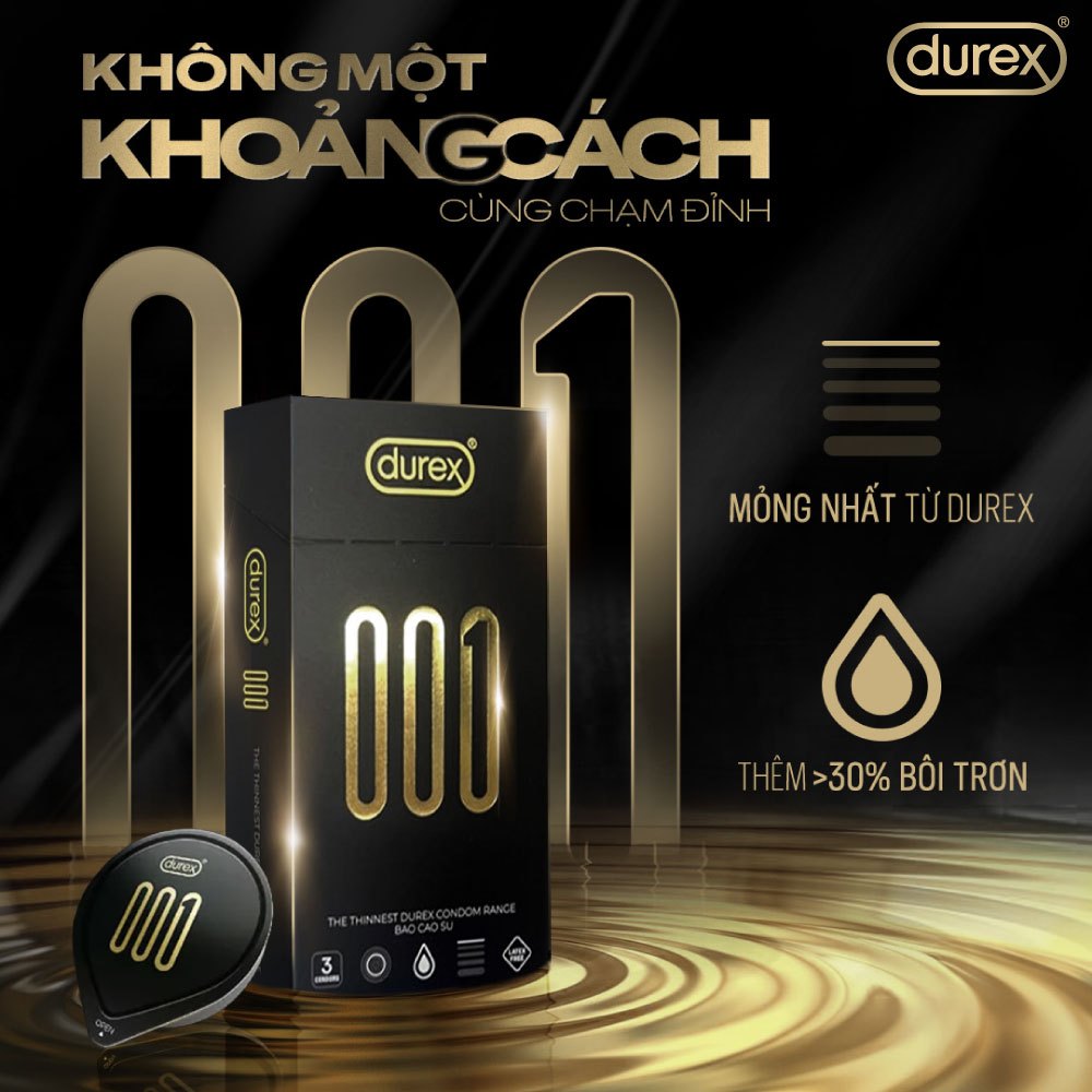 Bao Cao Su Durex 001 Siêu Mỏng, Hộp 3 Bao, Mới Ra Mắt | BigBuy360 - bigbuy360.vn