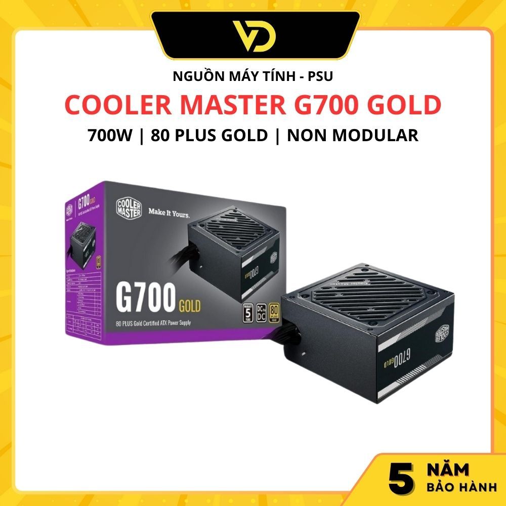 NGUỒN MÁY TÍNH COOLER MASTER G700 GOLD (700w | 80 Plus Gold | Non Modular)