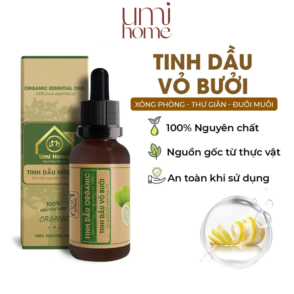 Tinh dầu dưỡng tóc Vỏ Bưởi hữu cơ UMIHOME nguyên chất 10ml