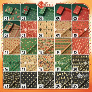   Tổng Hợp  Giấy Gói Quà Noel Giáng Sinh Phong Cách Vintage Retro Nhiều Họa Tiết Nai Decor 