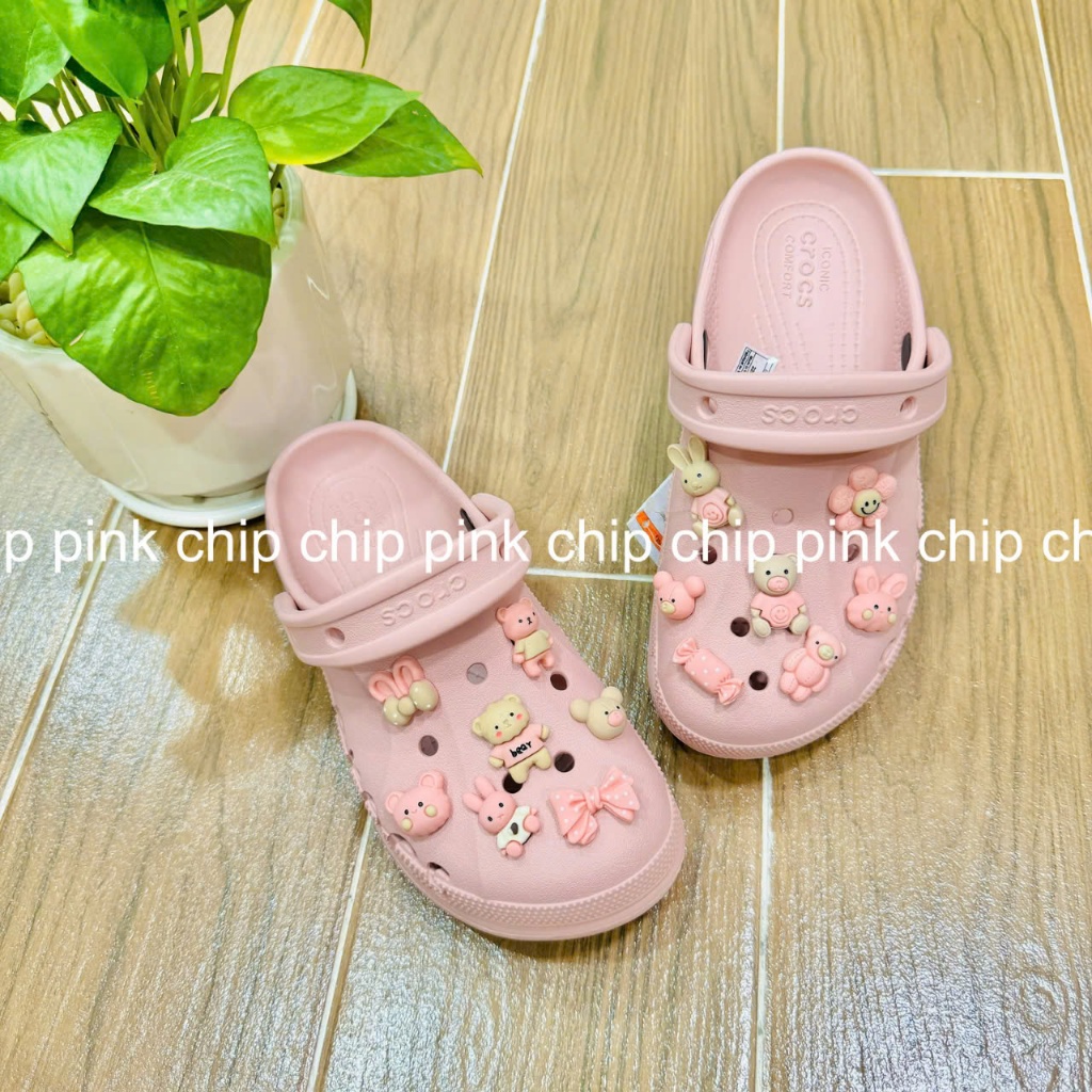 Dép Crocs baya đế cao 5cm - sục baya đế cao 5cm -  tặng 14 charm 3D tự chọn