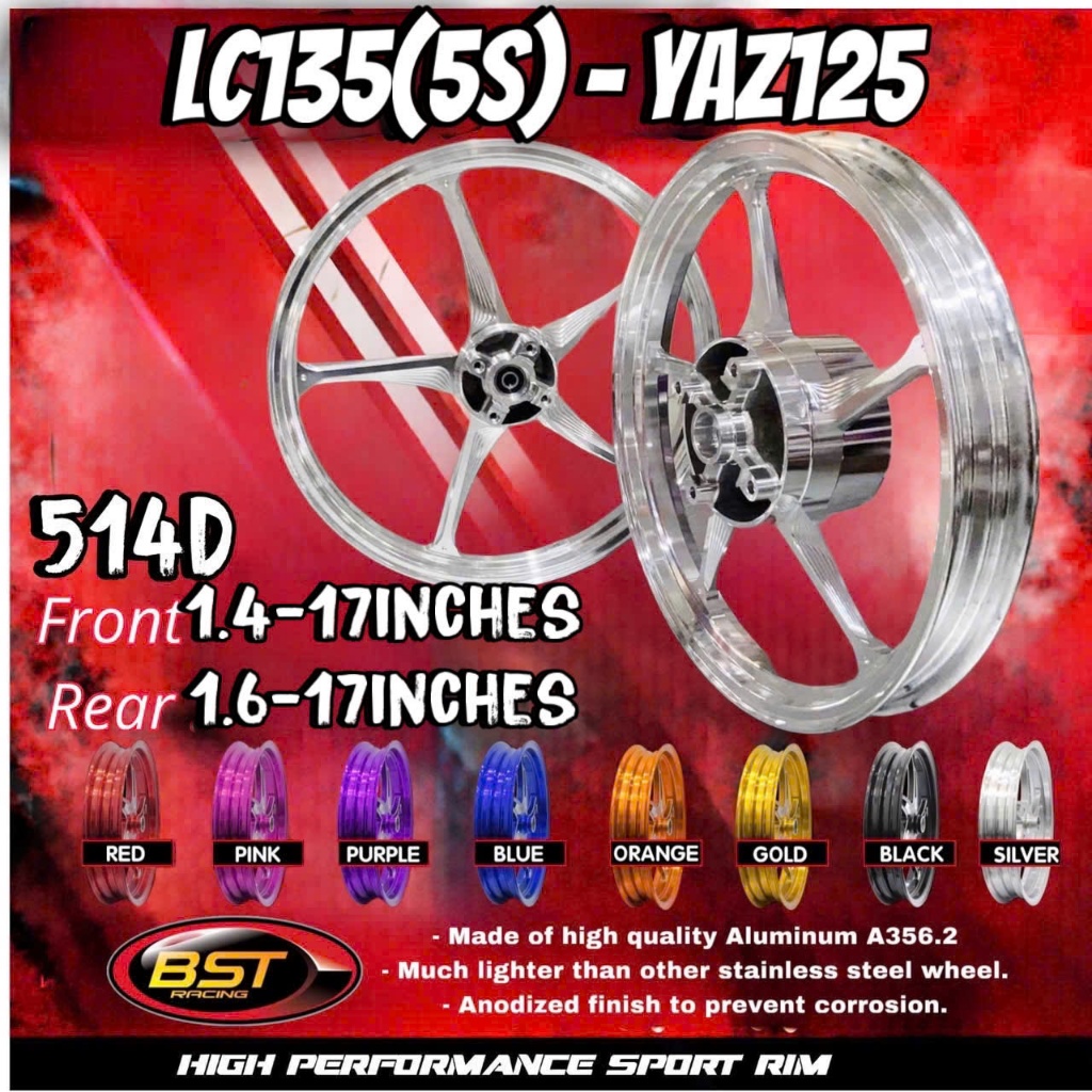 VÀNH MÂM 5 CÂY EXCITER EX135, YAZ 125 , LC135 (5S) CNC BST - 514D tproracing_motorcycle