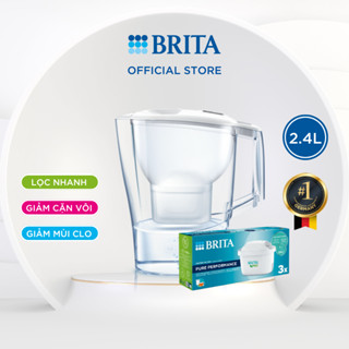 Combo bình lọc nước BRITA Aluna White +  Hộp 3 lõi lọc BRITA Maxtra