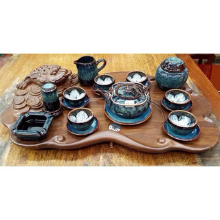 Bộ ấm chén , bộ tách trà hoả biến hoa nở trong lòng chén hàng nghệ nhân cao cấp