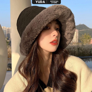 Mũ trùm đầu mùa đông lót lông YUDA nón len nữ mũ bucket lông giữ ấm giữ nhiệt phụ kiện thời trang hàn quốc M07