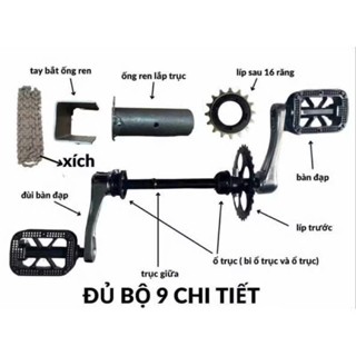 Bộ trục bàn đạp lắp cho các dòng xe điện M133, 133S đủ bộ 9 chi tiết