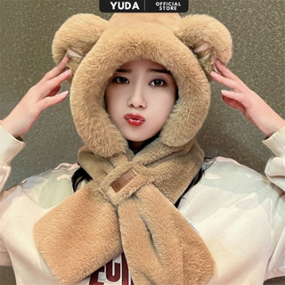 Mũ lông cừu trùm đầu mùa đông YUDA mũ len nữ lông tai gấu cute dễ thương nón len giữ ấm giữ nhiệt phụ kiện mùa đông M81
