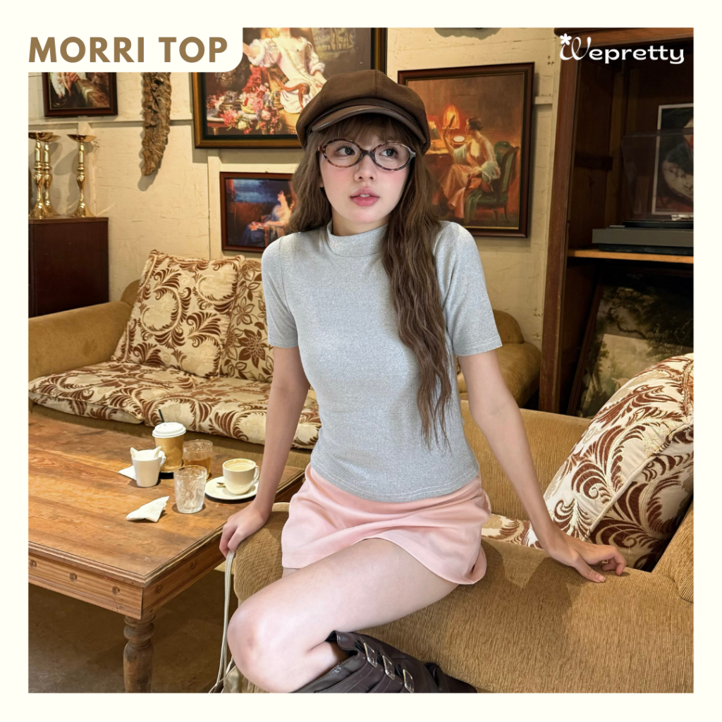 Áo Giữ Nhiệt Tay Ngắn Nữ MORRI TOP Wepretty Clothes Thun Cotton Mềm Mịn Mặc Được Hằng Ngày - AH40
