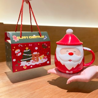  Cốc Ông Già Noel Cốc Cà Phê Sữa Có Thìa Nắp Cốc Uống Nước 450ml Có thể dùng làm quà tặng SDLR 