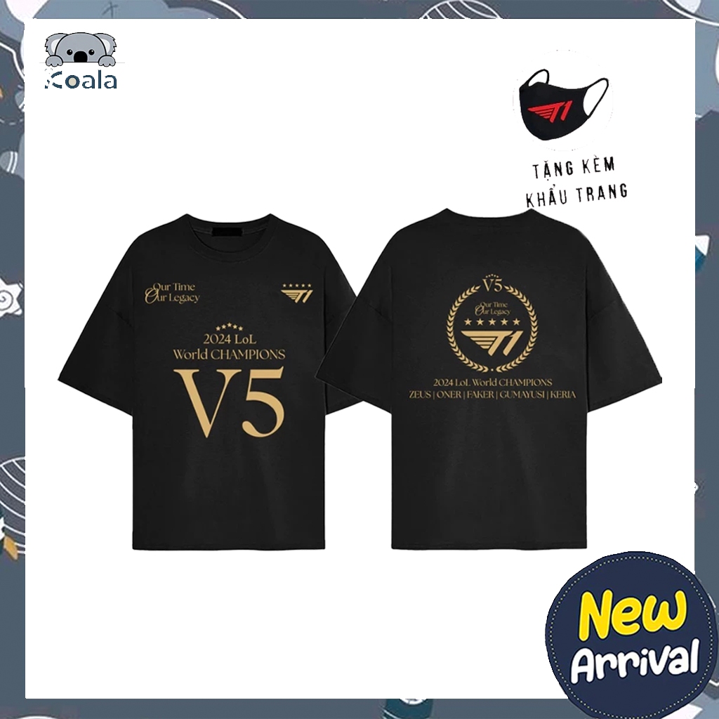 Áo thun Cotton T1 vô địch CKTG 2024, 2023