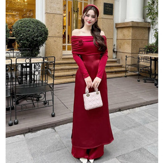  Set áo dài kèm quần tafta phối thun ánh kim sang trọng NHƯ Ý SET 