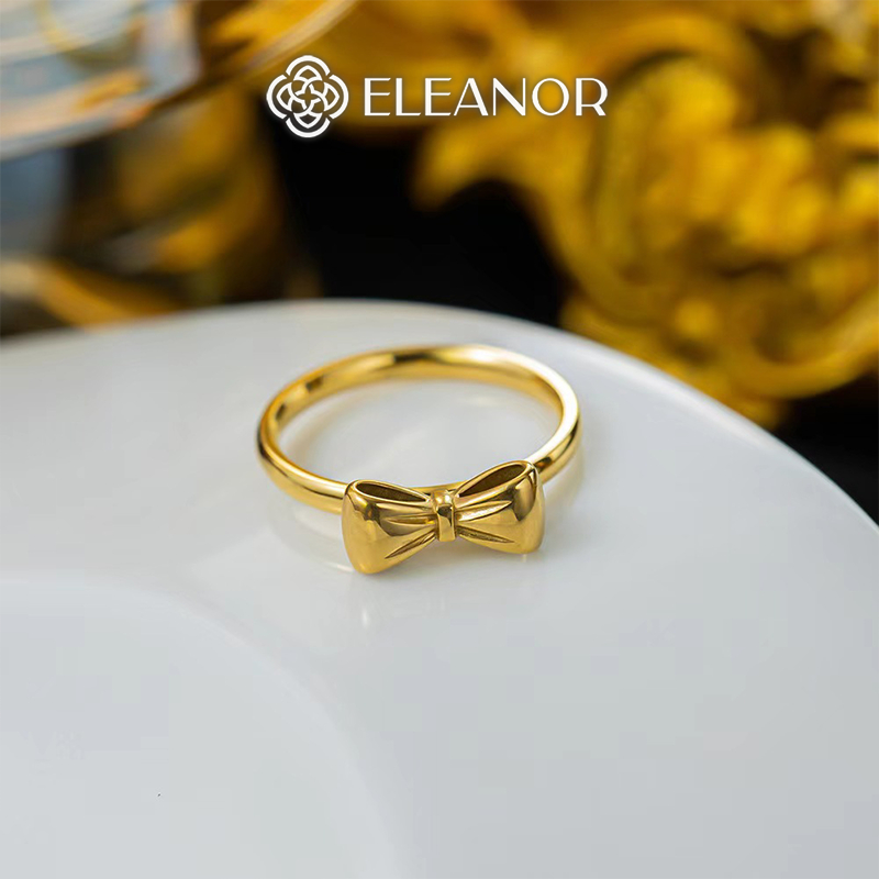 Nhẫn nữ titan Eleanor Accessories thiết kế hình nơ phụ kiện trang sức nhẫn 8598