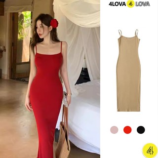 Váy Đầm Body Hai Dây Dáng Dài 4LOVA Chất Thun Gân Co Giãn, Đầm Body Sang Trọng Quyến Rũ EVA-VBD0164