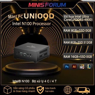 Minisforum UN100D Mini PC thế hệ thứ 12 Alder Lake N100 (lên đến 3.4GHz) Máy tính để bàn DDR5 8 / 16GB RAM 256GB SSD 4K