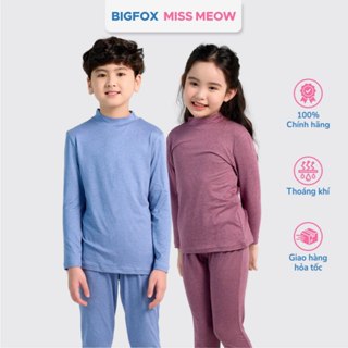 Bộ đồ ngủ giữ nhiệt bé trai bé gái Bigfox Miss Meow size đại, áo dài tay thu đông trẻ em 3-15 tuổi