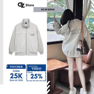Áo khoác Hoodie zip cổ cao logo thêu chất nỉ bông cao cấp form rộng nam nữ unisex Hàn Quốc - GZHZ21