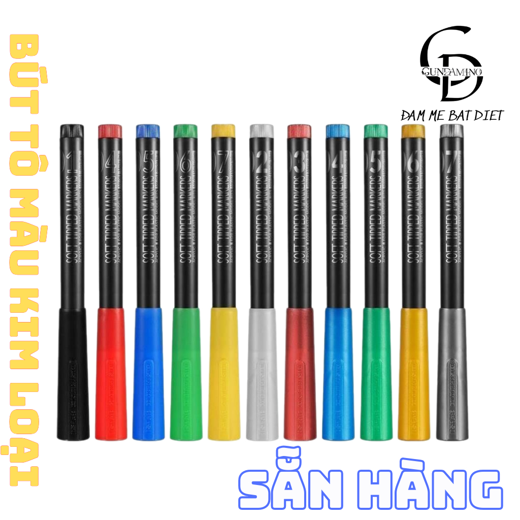 [SẴN HÀNG] Bút tô màu kim loại metallic - huỳnh quang - nguyên bản gundam marker Dspiae MK01/MK02/MK
