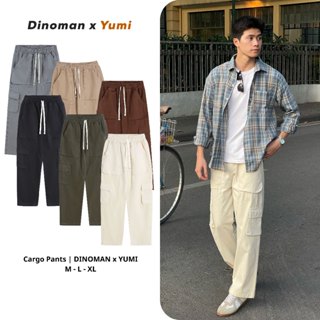 Quần Cargo Pant Kaki 300gsm DINOMAN , Quần Túi Hộp Nam Nữ Ống Rộng Basic QTH01