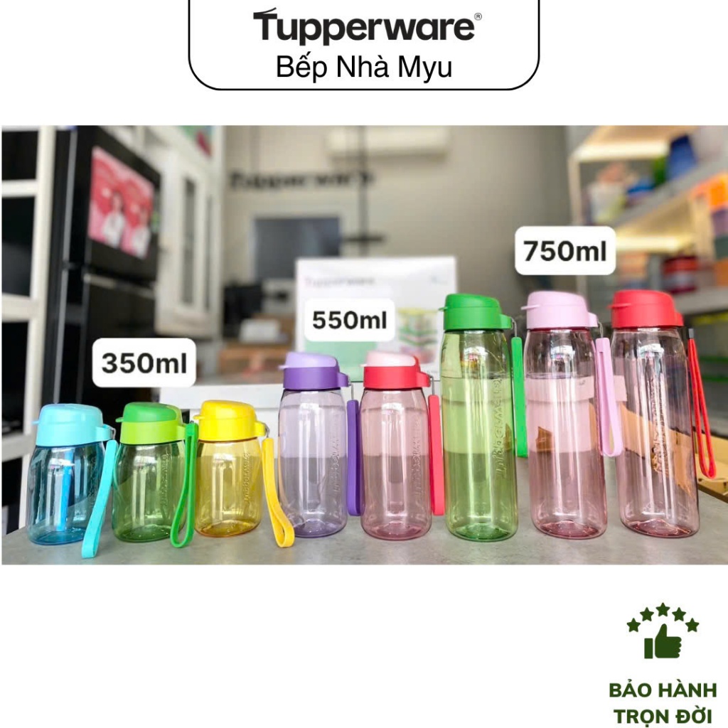 Bình Nước Tupperware Lohas 350ml/ 550ml/ 750ml - Nhựa Nguyên Sinh - Chống Rò Rỉ - (1 Cái)