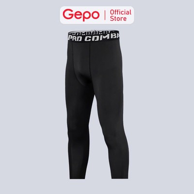 GEPO Quần Giữ Nhiệt Quần Lửng Nam Màu Đen Chuyên Tập Gym Chạy Bộ Đá Bóng