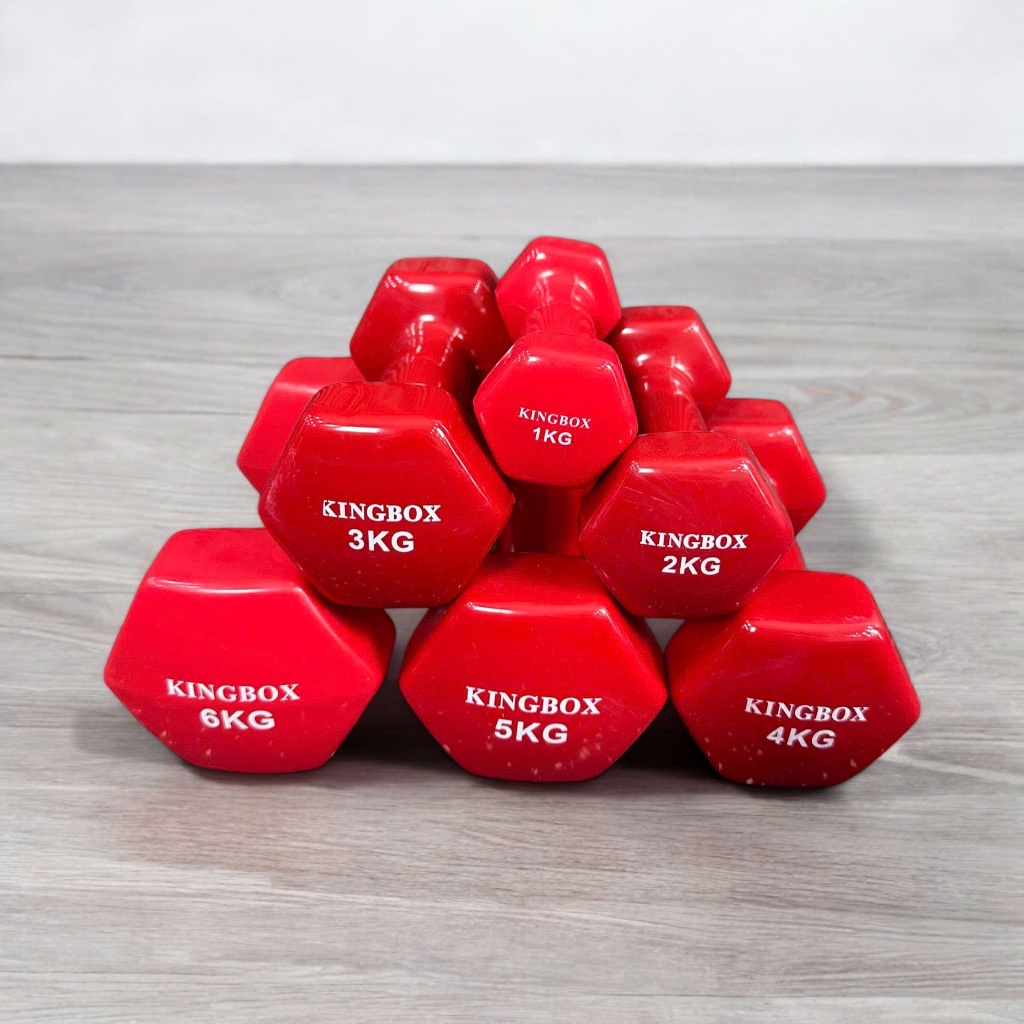 Tạ Tập Gym Tại Nhà KingBox,Tạ Tay Chất Liệu Gang Bọc Cao Su Chống Xước Vỡ Sàn Cân Nặng 1-6kg