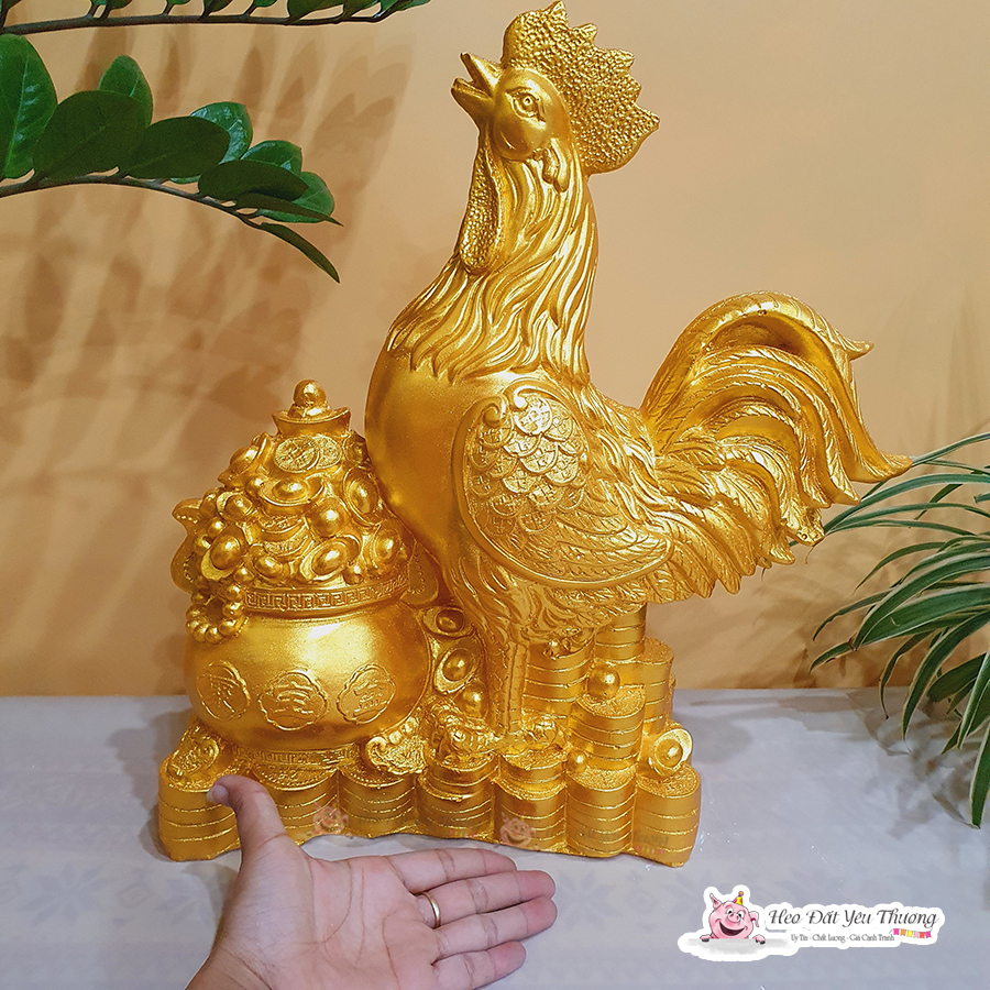hàng sẵn Gà bệ vàng kích thước to cực đẹp cao 41cm mạnh mẽ, oai phong, phong thủy decor trang trí nh