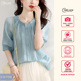 Áo kiểu trung niên, chất liệu voan mềm cao cấp, thiêt kế hiện đại mịn mát thương hiệu Thiều Hoa AN3C0708