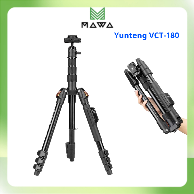 Tripod Yunteng VCT-180 Cao Cấp - Chân Đế Chụp Ảnh 174cm, Có Bi Cầu và Remote Điều Khiển Từ Xa
