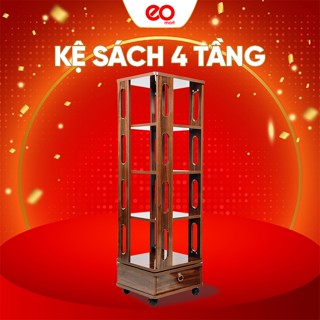 Kệ Sách Gỗ  Xoay Vuông 4 tâng Tròn 5 tầng Koen Eomart Thiết Kế Tiện Lợi, Đẹp Mắt