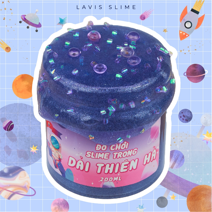 Lavis Slime - Slime Trong Dải Thiên Hà Tặng Kèm Charm Cốm Topping Nhiều Màu Sắc