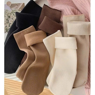  Set 10 Đôi Tất Vớ Cotton Lót Lông Nỉ Giữ Nhiệt Cao Cổ Siêu Ấm Cho Nữ Đủ Màu 