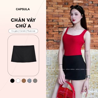 Chân váy cạp trễ dáng ngắn Capsula, Chân váy ngắn chữ A có lót quần ôm body tôn dáng gợi cảm