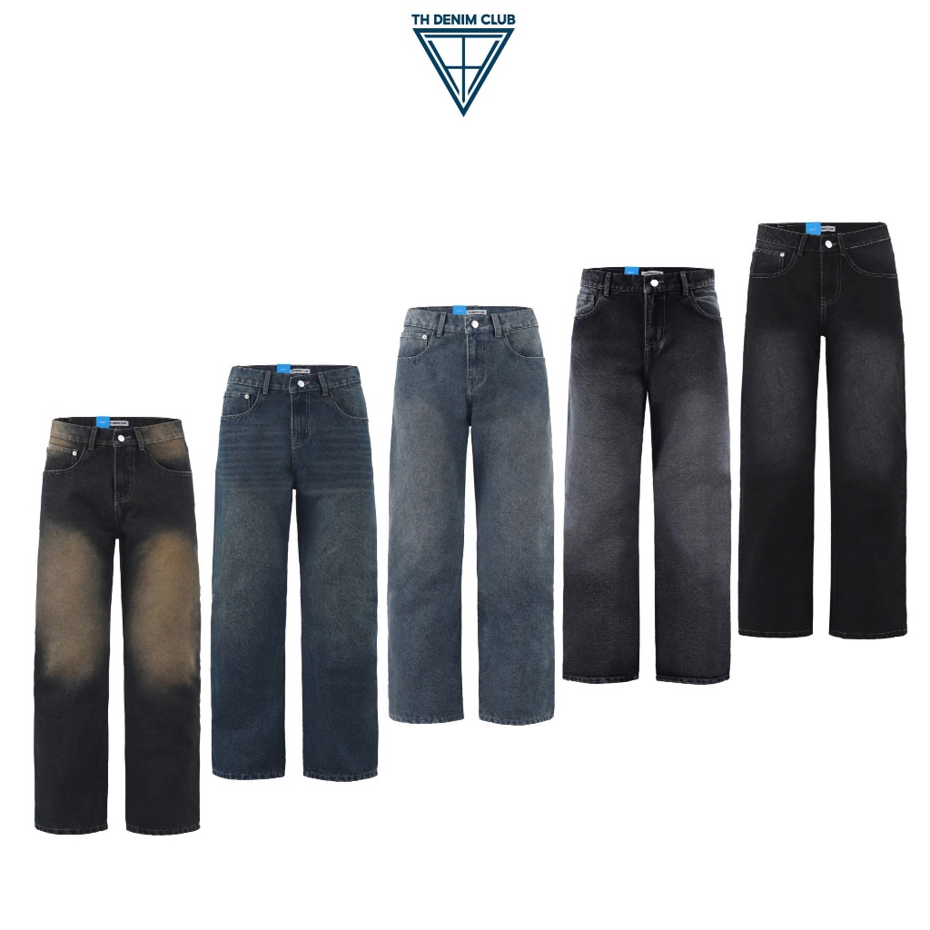 TH DENIM CLUB- Quần Jeans nam wash nhiều màu, cạp cao ống suông rộng , quần bò nam wash 13oz cao cấp
