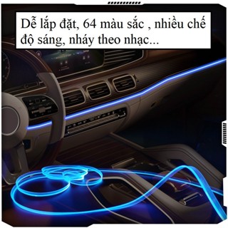 Đèn Led Viền Dài 5m Trang Trí Nội Thất Ô Tô 64 màu nhiều chế độ sáng, nhấp nháy theo nhạc