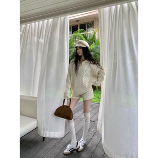 【ẢNH THẬT Set Áo + quần len xoẳn thừng cổ bẻ QCCC xinh full 3 màu, Set len cao cấp QC xinh