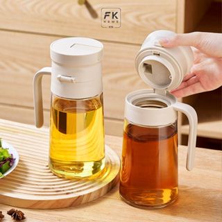 Chai đựng dầu ăn thủy tinh thông minh FEEKA cao cấp nắp tự đóng mở, bình đựng dầu ăn thủy tinh 660ml
