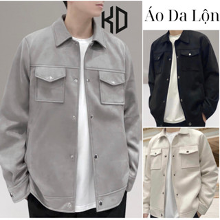  Áo khoác Da Lộn form rộng 2 lớp có thiết kế Túi hộp nam nữ mùa thu đông cao cấp Avocado 