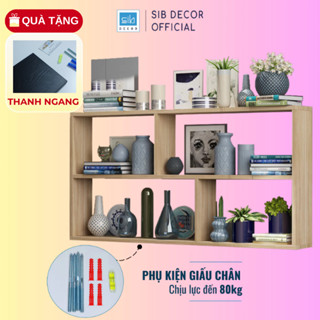 [Mua 1 được 2] Kệ Sách Treo Tường Chữ Nhật 120cm Kết Cấu Giấu Chân Chắc Chắn SIB Decor KT07-120