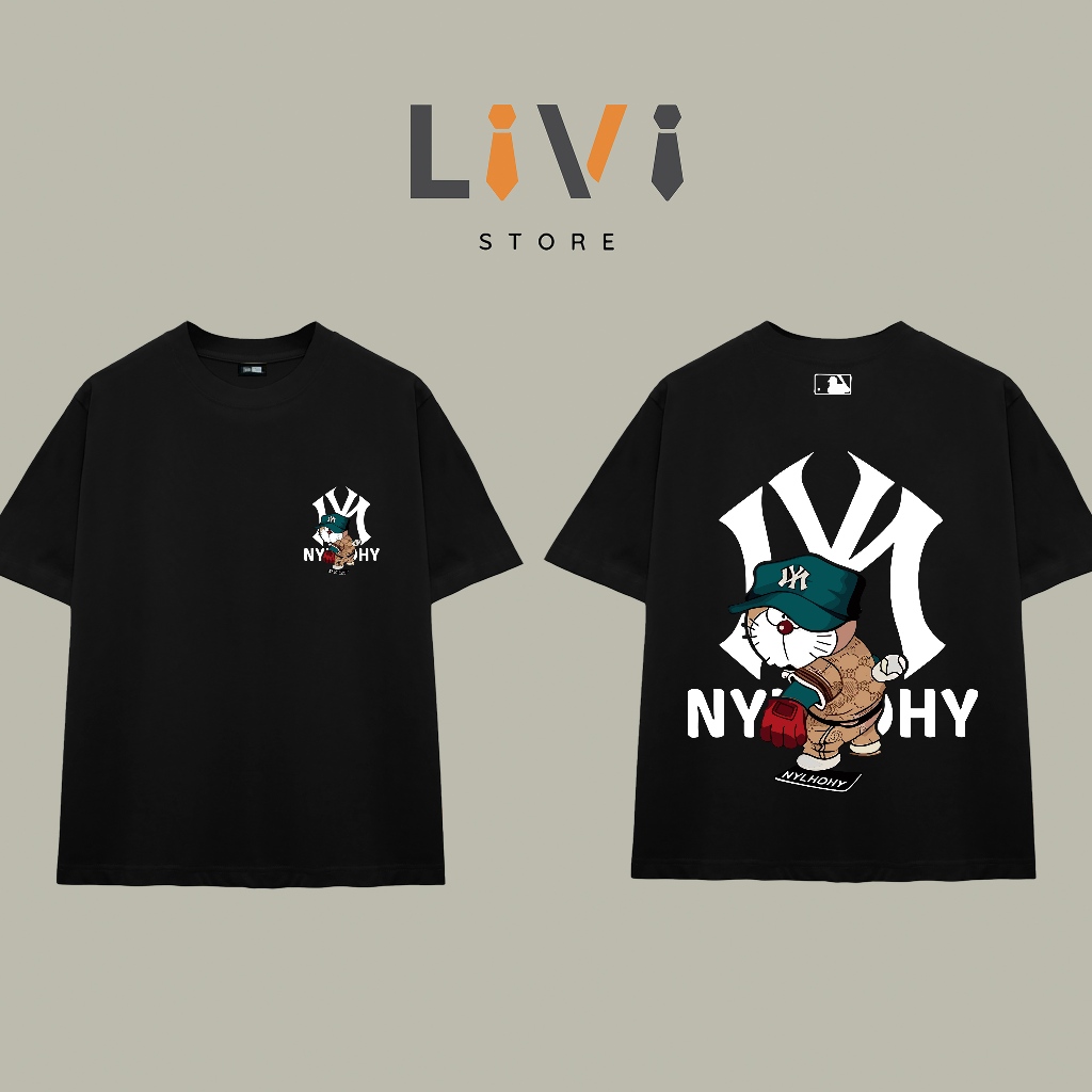 Áo thun MLB Doremon NY MLB190 form rộng nam nữ phong cách street style siêu chất – LiVi Store