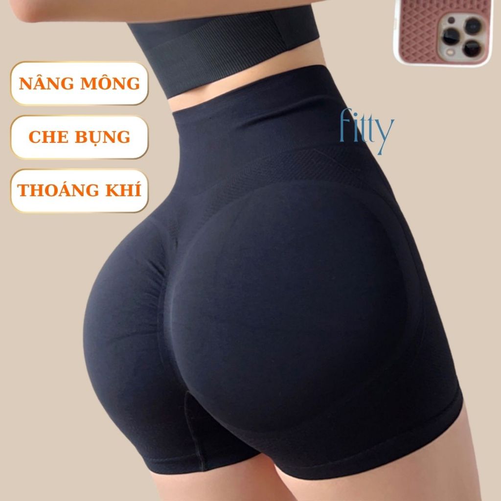 Quần Tập Gym Nữ Yoga Legging Đùi Ngắn FITTY, Đồ Thể Thao Cạp Cao Chống Lộ, Che Bụng Nâng Mông Tôn Dáng S14