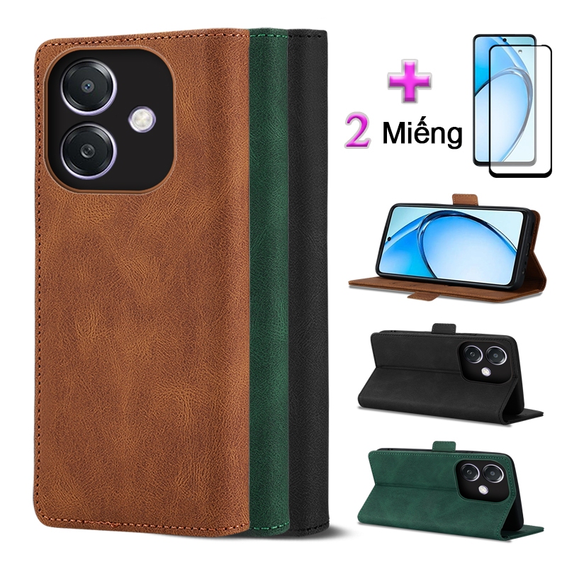 Bao Da 2 Trong 1 Dành Cho Điện Thoại Di Động OPPO A3X A3 Bao Da Đơn Giản Có Màng Bảo Vệ Bằng Gốm