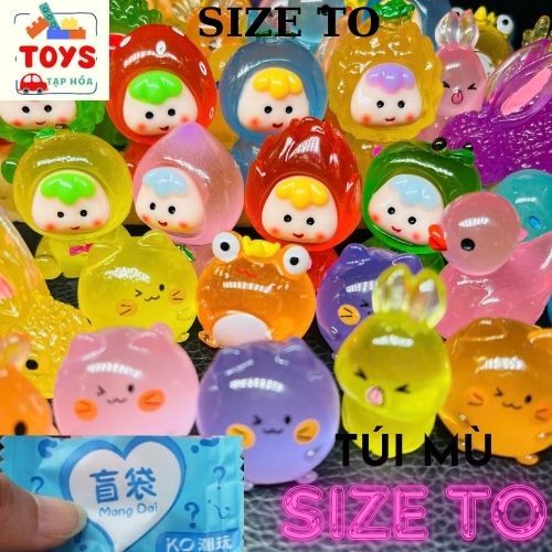 10,20 TÚI MÙ SIZE TO Moi Sáng, Pha Lê Hoạt Hình Hot Mèo Béo, Vịt, Rùa Trang Trí Tiểu Cảnh Blind