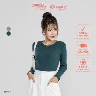 Áo dài nữ thun gân giữ nhiệt cổ tròn SFA1041