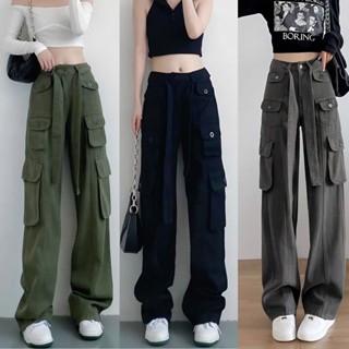 Quần Kaki 8 TÚI Ống Suông Rộng MIAA Lưng Cao Thiết Kế Túi Kèm Cạp Cao Hot Trend Phối Lưng Cao, Quần Suông túi hộp nữ