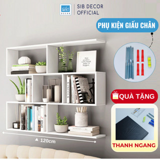 [Mua 1 được 2] Kệ Sách Gỗ Treo Tường 4 Tầng 120cm, Giá Để Sách Trang Trí Cho Bé SIB Decor KT06-120