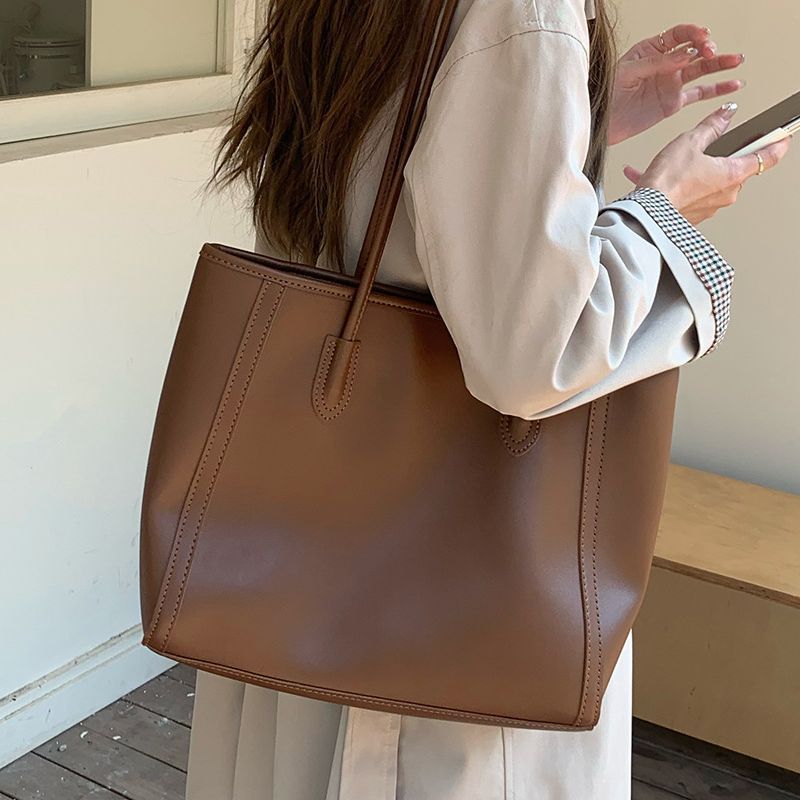 Túi tote da công sở thanh lịch hàng Dây kéo vai cổ điển phong cách retro có sức chứa lớn thoải mái thích hợp đi lại | BigBuy360 - bigbuy360.vn