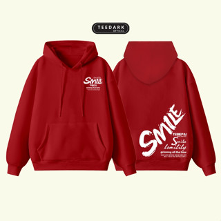 Áo Hoodie Dài Tay Unisex TEEDARK Mã Chữ Smile Trắng Chất Nỉ Mịn, Mũ 2 Lớp Dày Dặn Ấm Áp