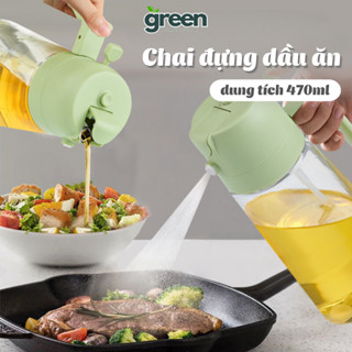 Chai đựng dầu ăn thủy tinh nắp mở tự động, Bình xịt dầu ăn thông minh 2 trong 1 dung tích 470ml