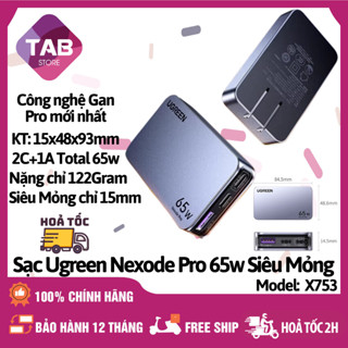 Sạc UGREEN 65W Nexode GaN Pro 3 Cổng 2C1A X753 Siêu Mỏng - Bảo Hành 12 T