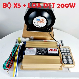 Bộ Còi hú X5: Còi báọ động nhiều tiếng, xe cảnh sát, cứu thương, ưu tiên - Âmply X5 200W +Điều khiển